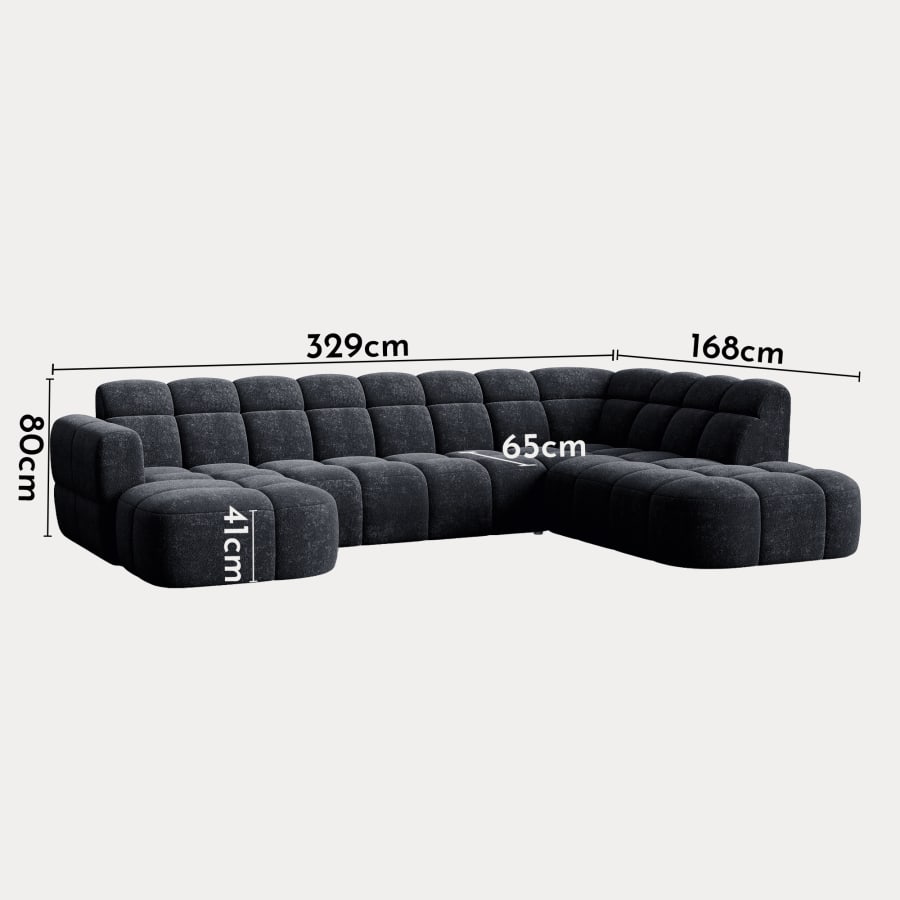 Canapé panoramique tissu noir - Angle gauche